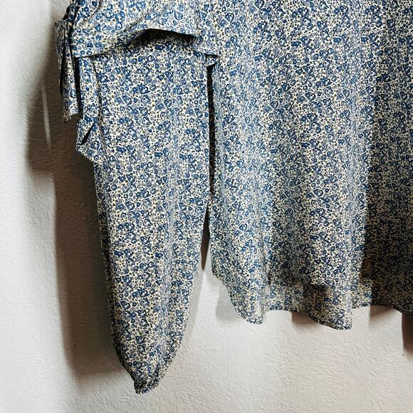 Robert Rodriguez Silk Tunic Top Blouse Micro Floral Print Long Sleeve - 8 - Picture 4 of 6